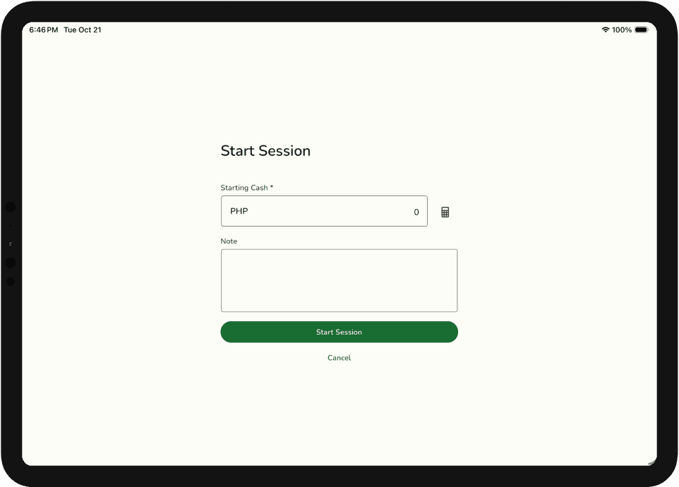 Session management screen